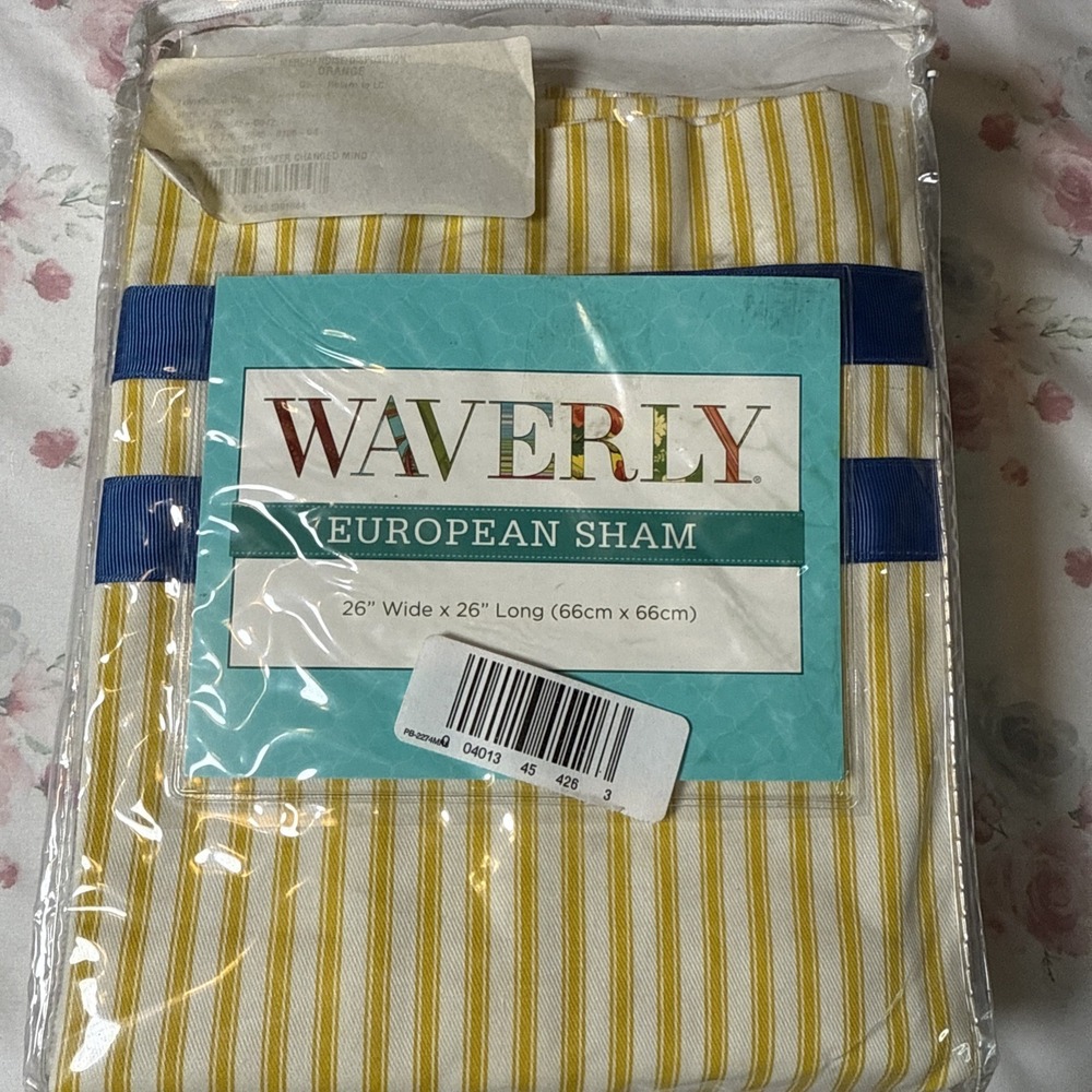 Waverly European Pillow Shams Set of 2 Striped Yellow Gold 26x26